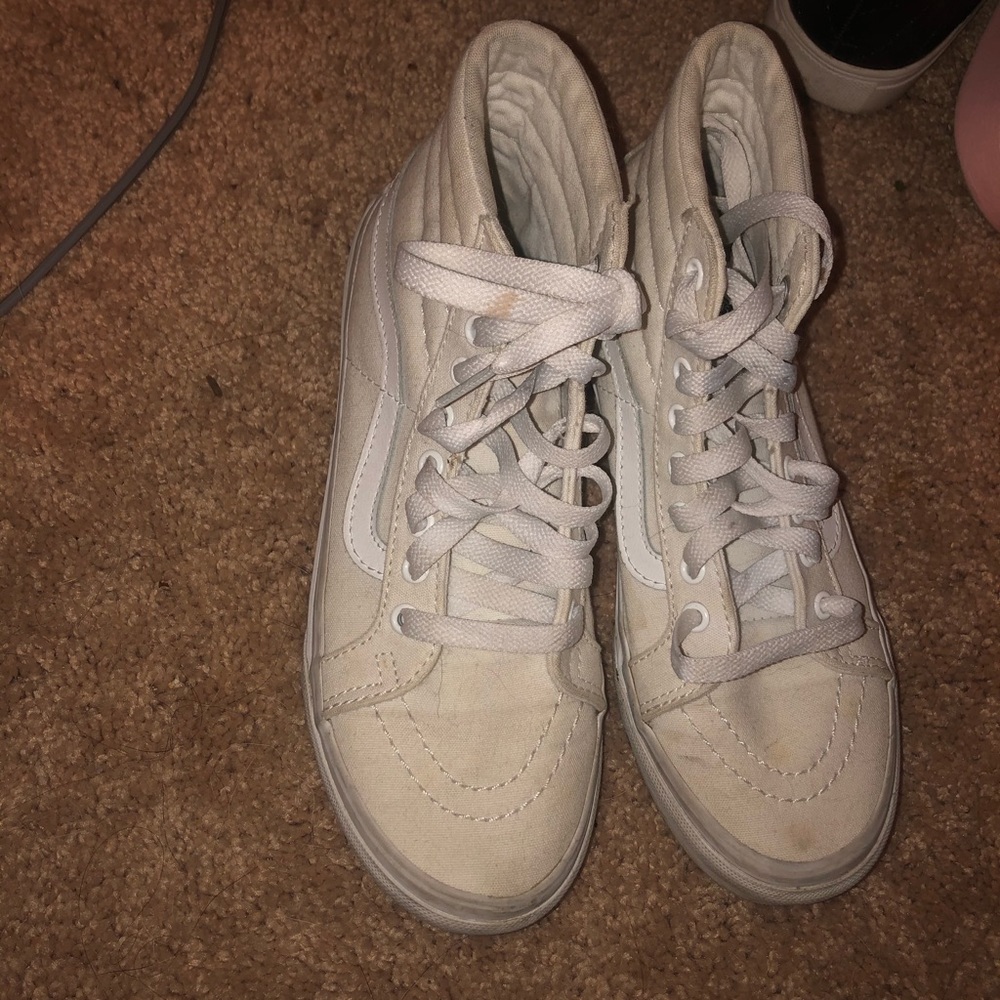 White vans canvas sk8-hi tapered